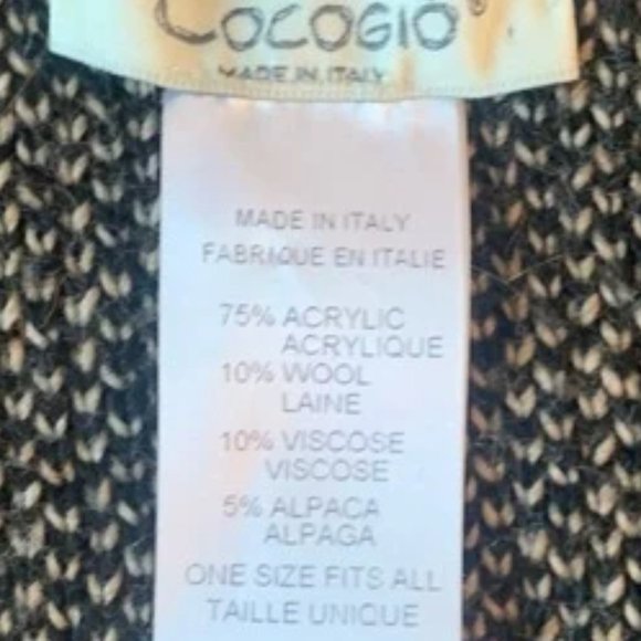 Anthropologie Cocogio Italian Wool/ Alpaca Blend Poncho cape, Tan/Black One Size - Picture 7 of 7